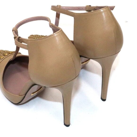 Gucci Leather Coline Studded T Strap Pumps IT 37 US 7 - Beige - Picture 5 of 15